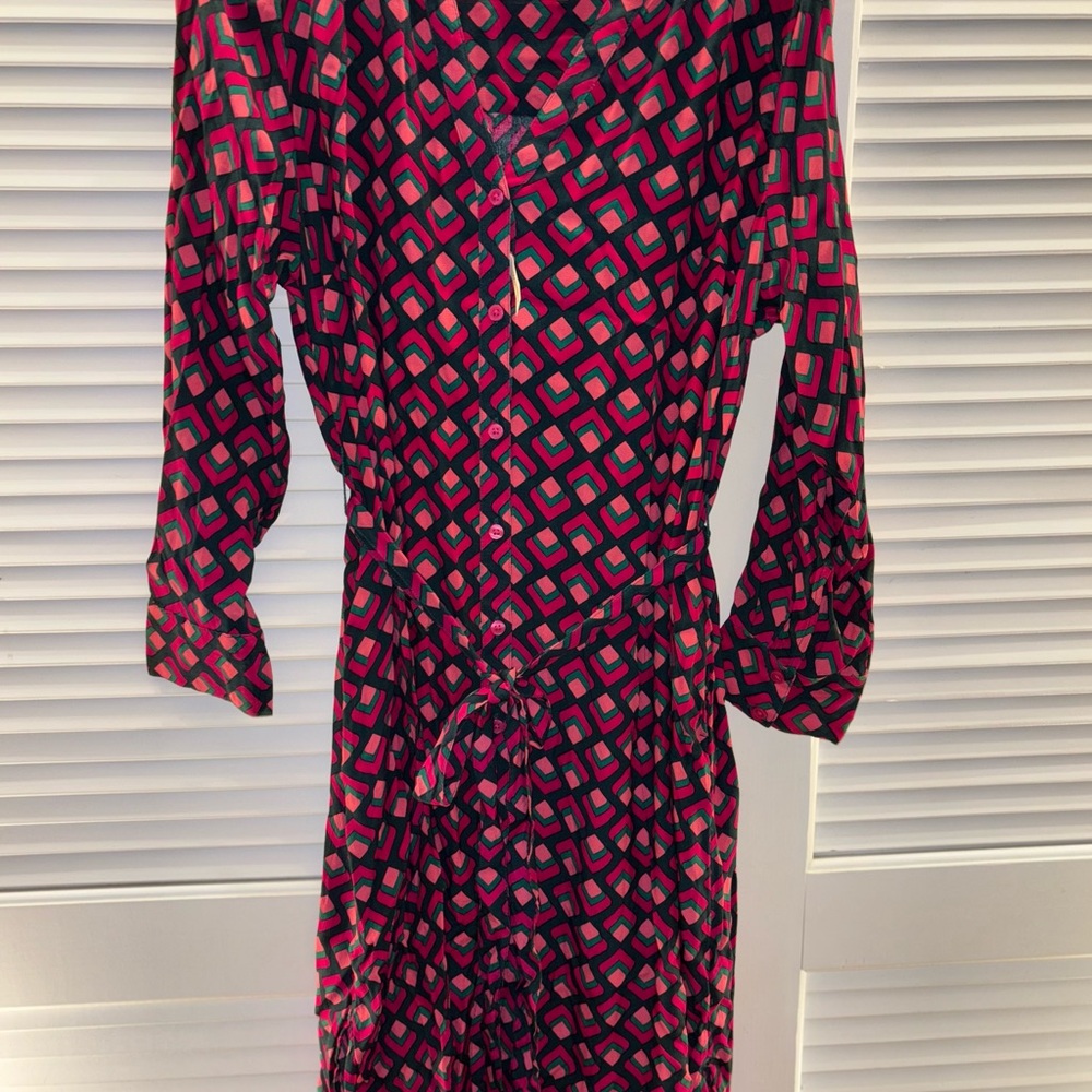 Terra & Sky Pink and Black Wrap Dress with V-Neck